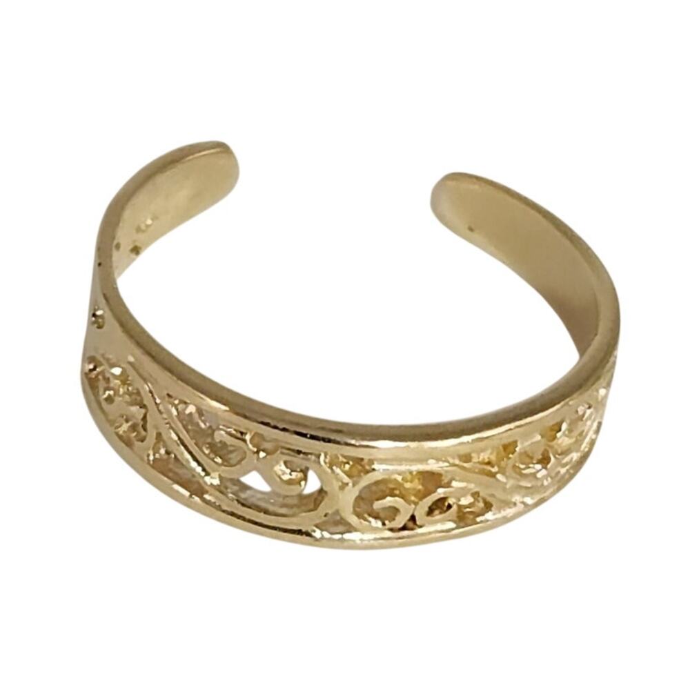 14k Yellow Gold Filigree Adjustable Toe Ring